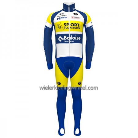 Set Fietsshirt Lange Mouw + Lange Koersbroek 2022 Sport Vlaanderen-Baloise Geel Blauw Wit